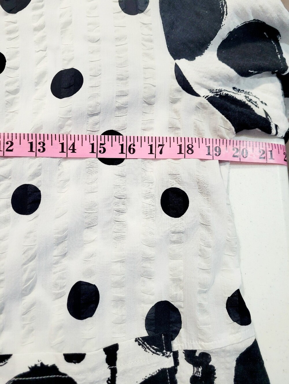 Damee Tunic Top Medium Black White Polka Dot Textured Art To Wear Jacket Shirt - Picture 11 of 12